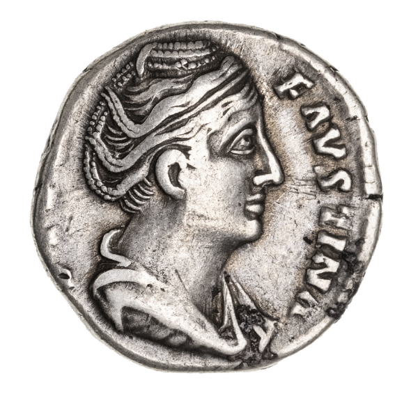 Diva Faustina I  AD 140-141. Rome. AR Denarius._obv