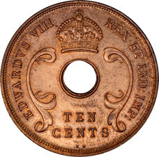 Edward VIII, East Africa, 10 cents 1936 KN, Brilliant Uncirculated-obv