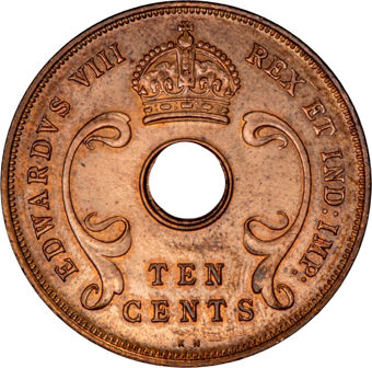 Edward VIII, East Africa, 10 cents 1936 KN, Brilliant Uncirculated-obv