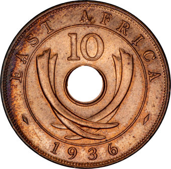 Edward VIII, East Africa, 10 cents 1936 KN, Brilliant Uncirculated-rev