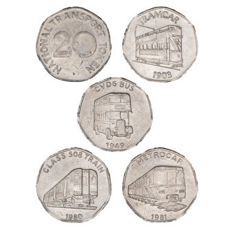Set of Four National Transport Tokens with Vehicles_main
