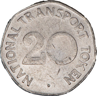 Set of Four National Transport Tokens with Vehicles_obv