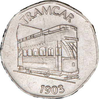 Set of Four National Transport Tokens with Vehicles_rev