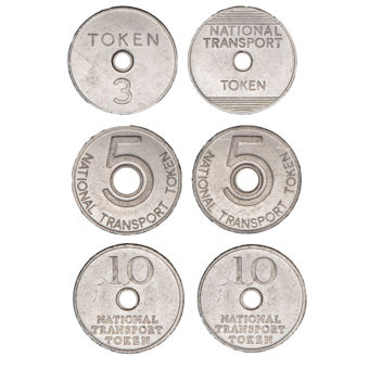 Set of Three National Transport Tokens with Values_main