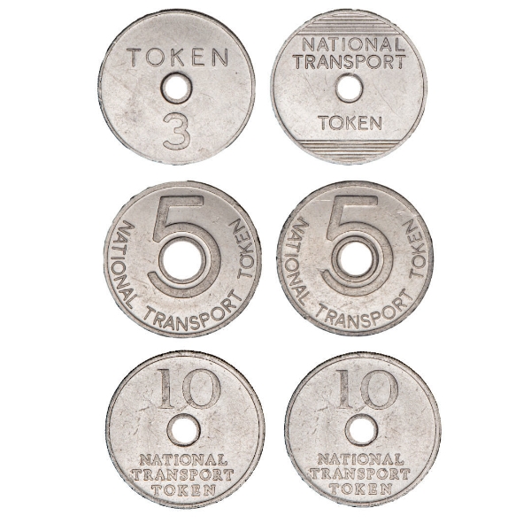 Set of Three National Transport Tokens with Values_main