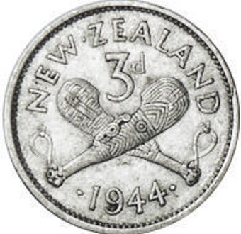 New Zealand 1944 Silver 3d_obv
