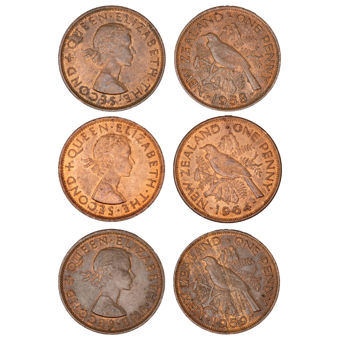New Zealand Set of Three Pennies of Elizabeth IIO_main