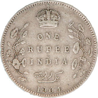 India Edward VII Rupee. Very Fine_rev