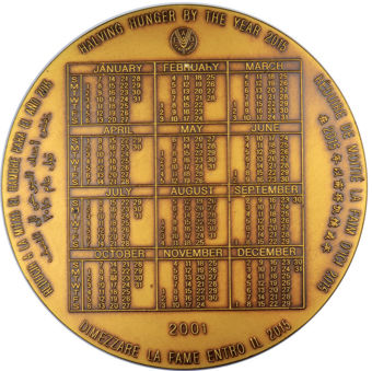 United Nations FAO - Halving Hunger by 2015, 2001 Calendar Medal._rev