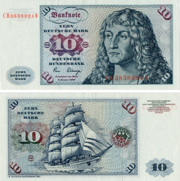 Federal Republic Germany 10 Marks 1980 P31d/TBB202g