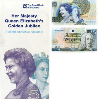 Royal Bank £5 2022 Queen's Golden Jubille P362 Unc IN FOLDER_main_1