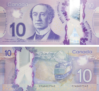 Canada 10 Dollars 2013  Macklem/Carney Polymer P107a/TBB372 Unc