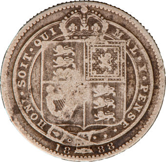 Victoria 1888 Jubilee Head Shilling VG_rev