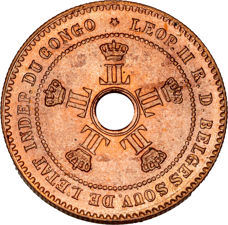 Belgian Congo 2 Cents 1888 BU_obv