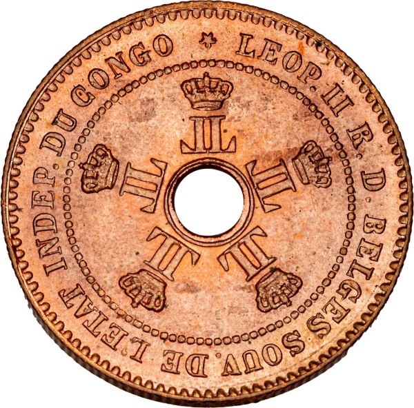 Belgian Congo 2 Cents 1888 BU_obv