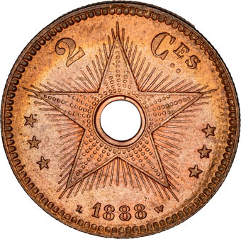 Belgian Congo 2 Cents 1888 BU_rev