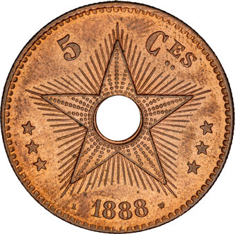 Belgian Congo 5 Cents 1888 BU_rev