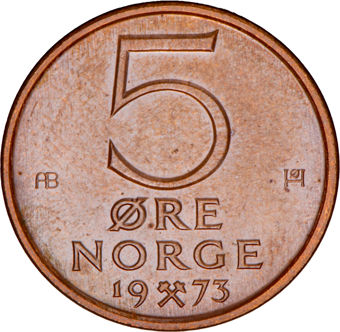 Norway, Olav V, 6-coin Circulated Set_5_ore_rev