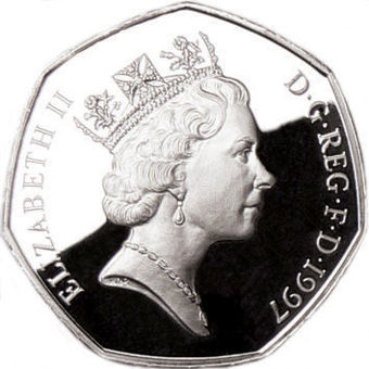 Elizabeth II, Large & Small 1997 50p in Silver Proof FDC_large_obv