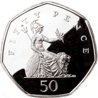 Elizabeth II, Large & Small 1997 50p in Silver Proof FDC_small_rev