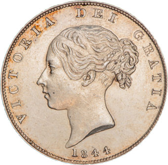 Victoria, Halfcrown, 1844 Young Head Type A4, Good Extremely Fine_obv