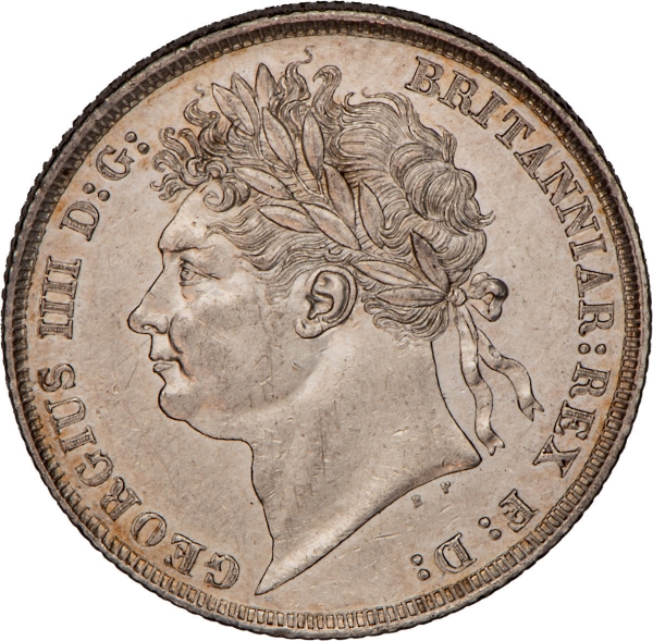 George IV, Shilling, 1824 Laureate Head Second Reverse, Almost Uncirculated_obv