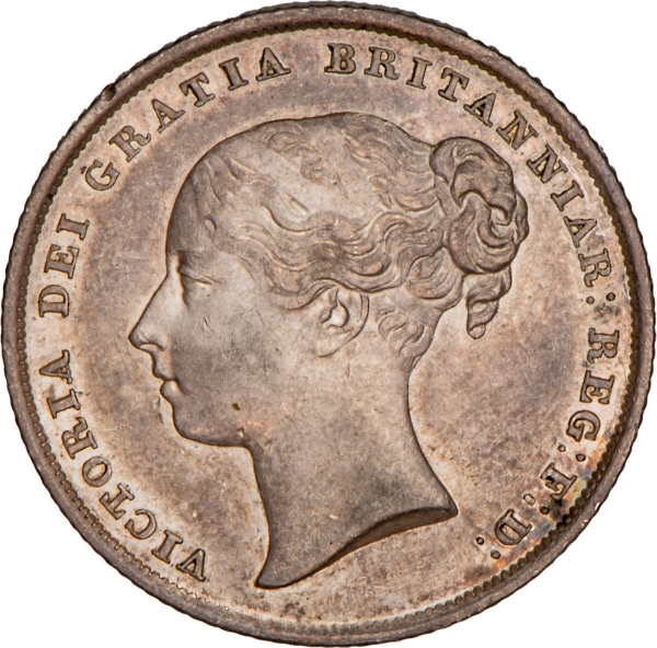 Victoria, Shilling, 1842 YH, Almost Uncirculated_obv