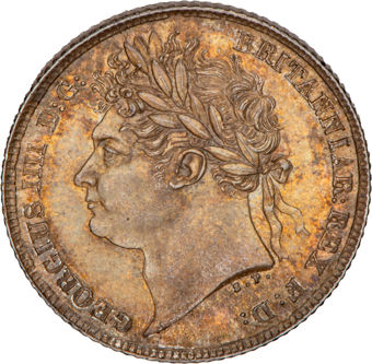 George IV, Sixpence, 1825, Laureate head with second reverse. Choice Uncirculated_obv