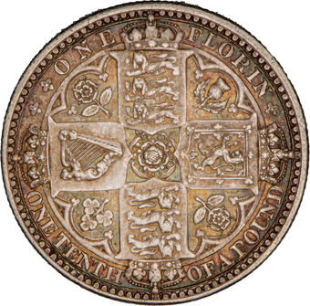 Victoria, Florin, 1849, with WW initials, Extremely Fine_rev