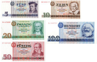 East Germany 1971-5 Set 5-100 Marks P27-31/TBB301-05 Unc