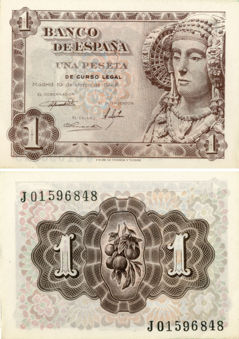 Spain 1 Peseta 1948 P135a Unc
