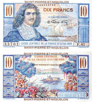 St Pierre et  Miquelon 10 Francs Nd (1950-60) P23/TBB509a