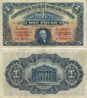 Commercial Bank Scotland £1 1927-44 PS331 Fine