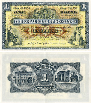 Royal Bank Scotland £1 1950's-60's P324 GEF/AU