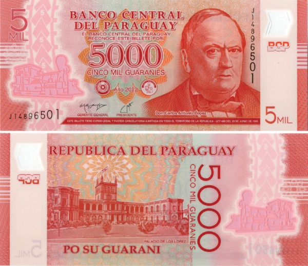 Paraguay 5000 Guaranies P234/TBB858  Polymer Unc