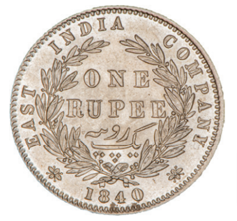India, Victoria, 1840 Rupee, Uncirculated_rev