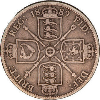 Victoria, Jubilee Head (NOT OLD HEAD) Florin, 1889 Very Good_rev