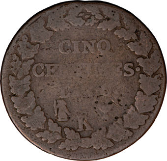 France's First Decimal Coins, Set of Three VG-F_rev_2