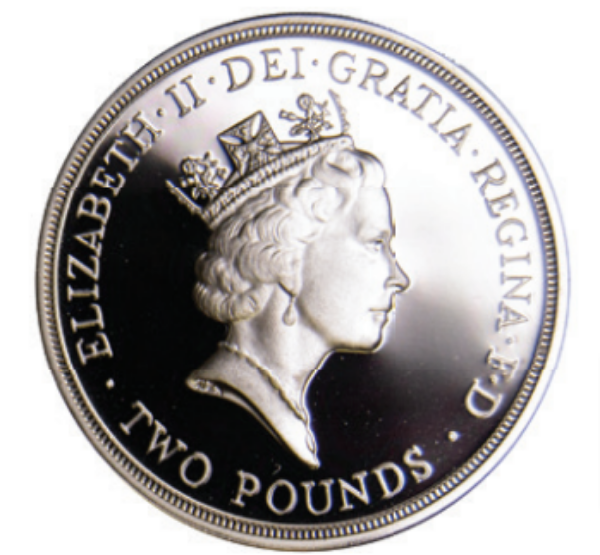 1989 Bill of Rights £2 Silver Piedfort_obv