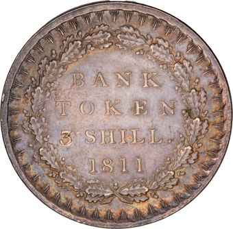 George III, Bank of England Issue, Three Shillings Bank Token 1811, Extremely Fine._rev