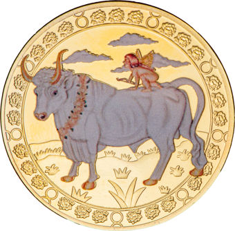 Set of 12 Crown-sized Zodiac Medals_Taurus