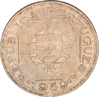 Portuguese India, 1 Escudo 1958-59, Extremely Fine_rev