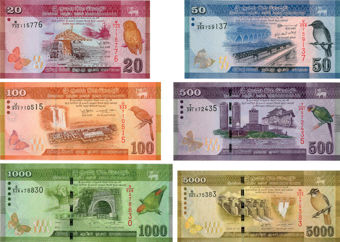 Sri Lanka 20-5000 Rupees 2021-2 (6 Values) Unc