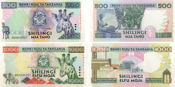 Tanzania 500 & 1000 Shilingi (1997) P30/31 Unc