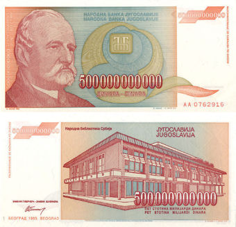 Yugoslavia 500 Billion Dinara 1993 P137 AUnc