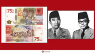 Picture of Indonesian 75,000 Rupiah Honours Dr Soekarno and Dr Mohammad Hatta (President and Vice President)