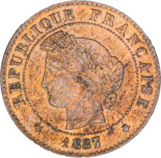 France, Third Republic, 1 centime. Uncirculated_obv