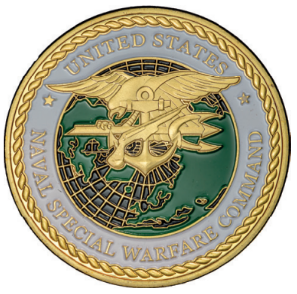 Naval Special Warfare Command, Eagle and anchor green and white on gold_obv