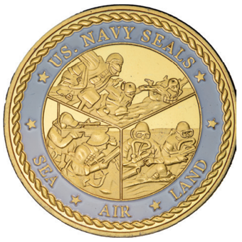 Naval Special Warfare Command, Eagle and anchor green and white on gold_rev
