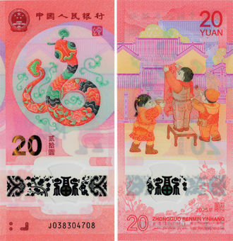 China 20 Yuan 2025 Yr Snake Polymer Unc